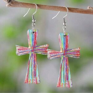 Colorful Cross Earrings